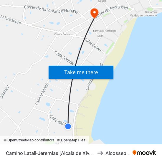 Camino Latall-Jeremias [Alcalà de Xivert] to Alcossebre map