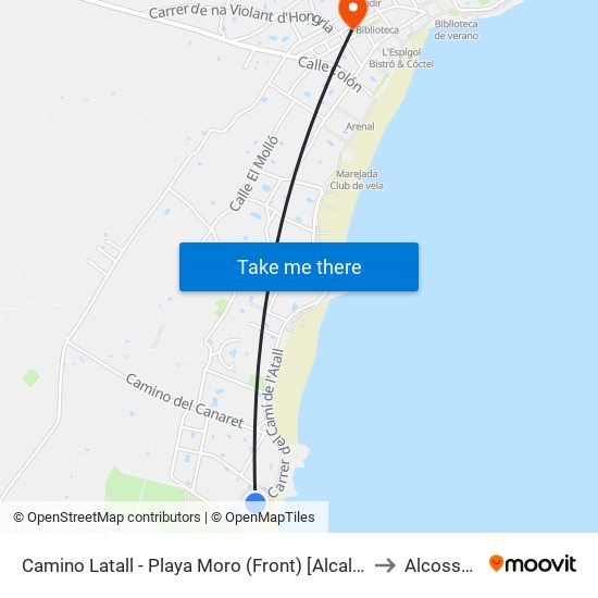 Camino Latall - Playa Moro (Front) [Alcalà de Xivert] to Alcossebre map