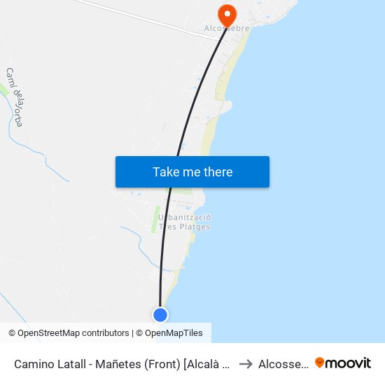 Camino Latall - Mañetes (Front) [Alcalà de Xivert] to Alcossebre map