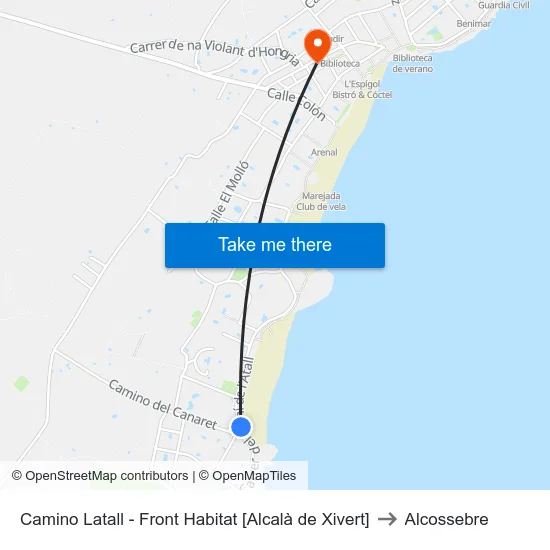 Camino Latall - Front Habitat [Alcalà de Xivert] to Alcossebre map