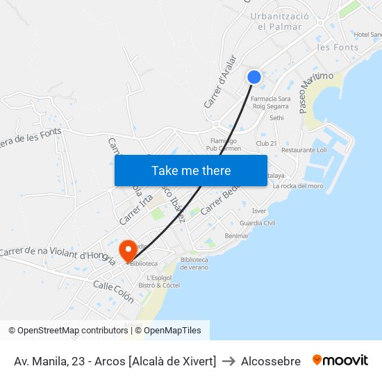Av. Manila, 23 - Arcos [Alcalà de Xivert] to Alcossebre map