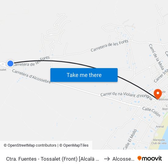 Ctra. Fuentes - Tossalet (Front) [Alcalà de Xivert] to Alcossebre map