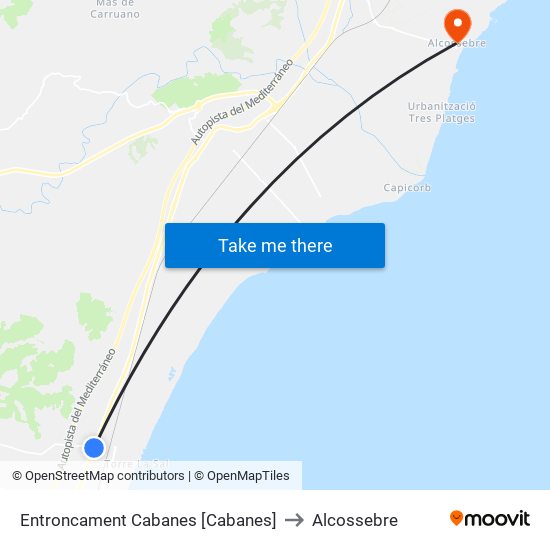 Entroncament Cabanes [Cabanes] to Alcossebre map