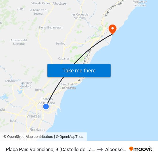 Plaça País Valenciano, 9 [Castelló de La Plana] to Alcossebre map
