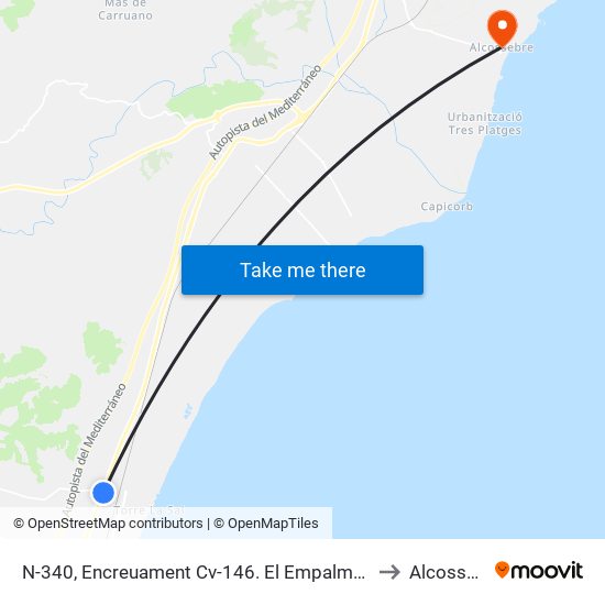 N-340, Encreuament Cv-146. El Empalme [Cabanes] to Alcossebre map