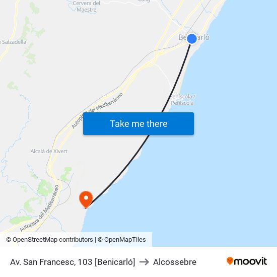 Av. San Francesc, 103 [Benicarló] to Alcossebre map