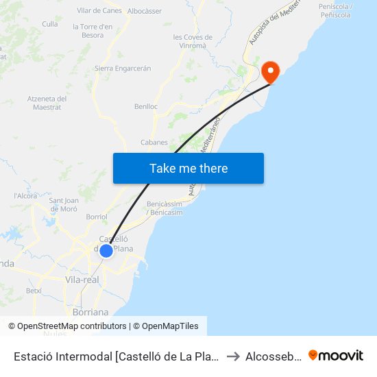 Estació Intermodal [Castelló de La Plana] to Alcossebre map