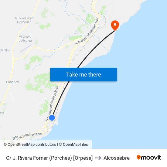 C/ J. Rivera Forner (Porches) [Orpesa] to Alcossebre map