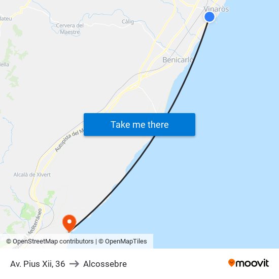 Av. Pius Xii, 36 to Alcossebre map