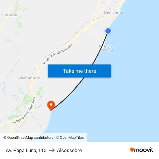 Av. Papa Luna, 113 to Alcossebre map