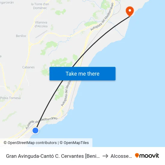 Gran Avinguda-Cantó C. Cervantes [Benicàssim] to Alcossebre map