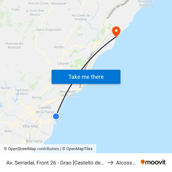 Av. Serradal, Front 26 - Grao [Castelló de La Plana] to Alcossebre map