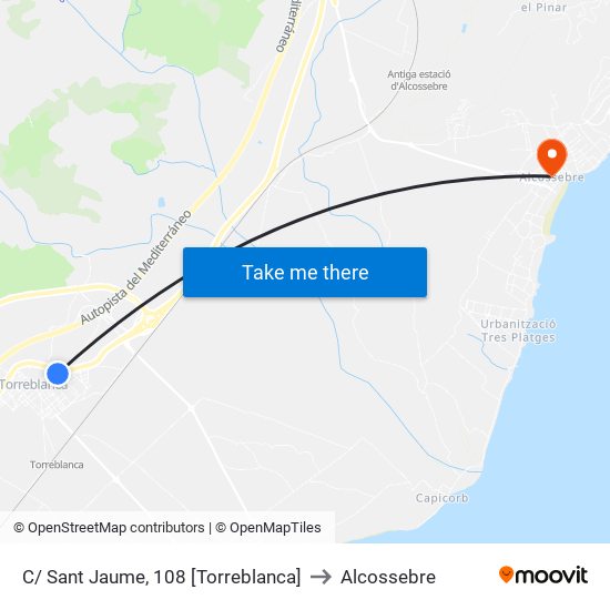 C/ Sant Jaume, 108 [Torreblanca] to Alcossebre map