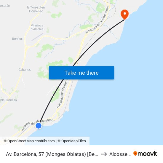 Av. Barcelona, 57 (Monges Oblatas) [Benicàssim] to Alcossebre map