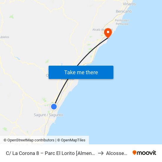 C/ La Corona 8 – Parc El Lorito [Almenara] to Alcossebre map