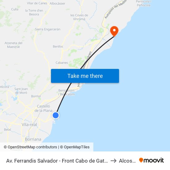 Av. Ferrandis Salvador - Front Cabo de Gata [Castelló de La Plana] to Alcossebre map