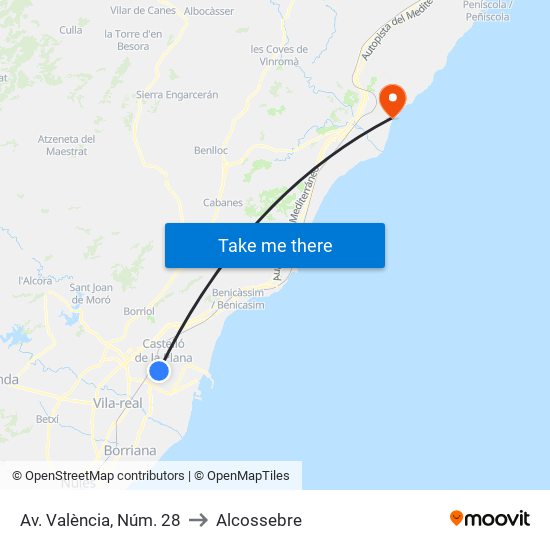 Av. València, Núm. 28 to Alcossebre map