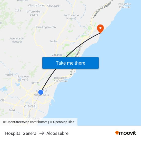 Hospital General to Alcossebre map