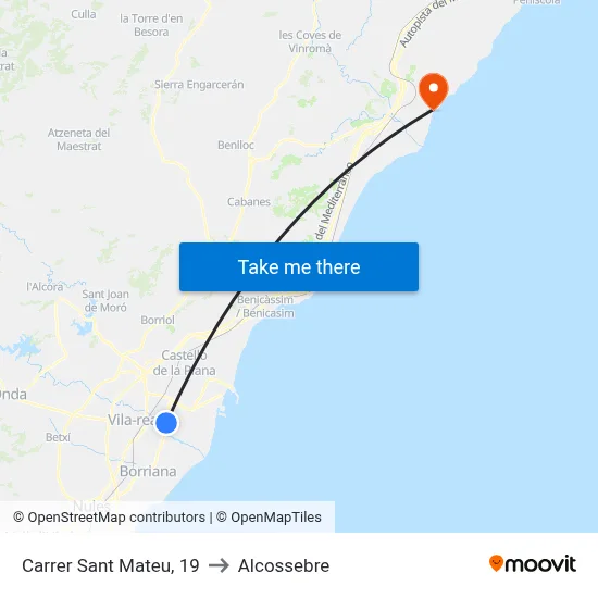 Carrer Sant Mateu, 19 to Alcossebre map