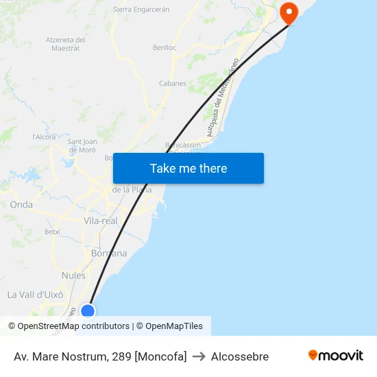Av. Mare Nostrum, 289 [Moncofa] to Alcossebre map