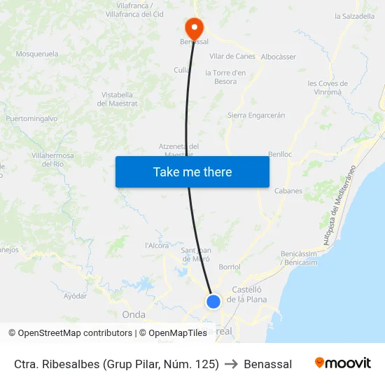 Ctra. Ribesalbes (Grup Pilar, Núm. 125) to Benassal map