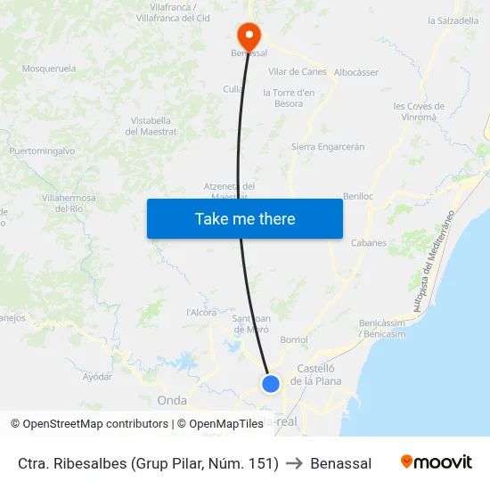 Ctra. Ribesalbes (Grup Pilar, Núm. 151) to Benassal map