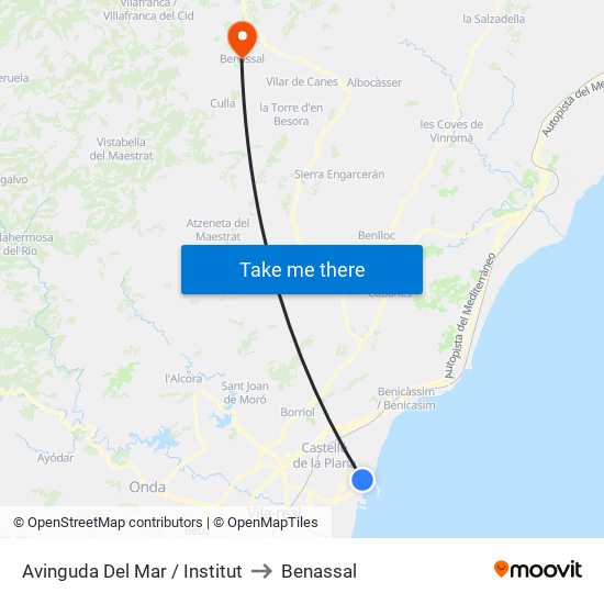 Avinguda Del Mar / Institut to Benassal map