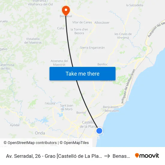 Av. Serradal, 26 - Grao [Castelló de La Plana] to Benassal map