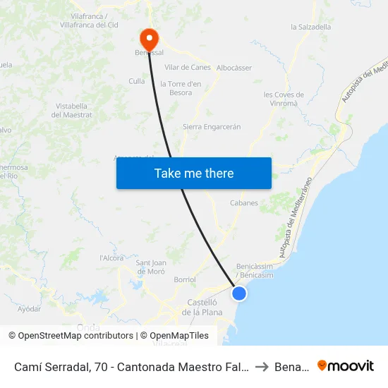 Camí Serradal, 70 - Cantonada Maestro Falla [Benicàssim] to Benassal map
