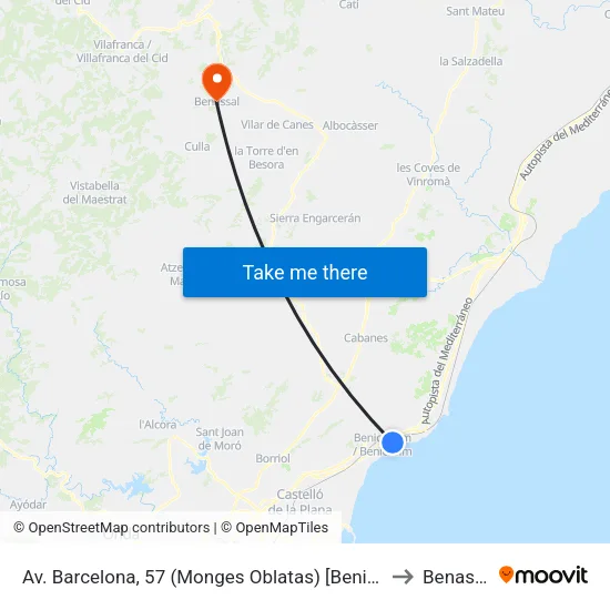 Av. Barcelona, 57 (Monges Oblatas) [Benicàssim] to Benassal map