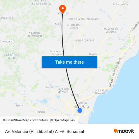 Av. València (Pl. Llibertat) A to Benassal map