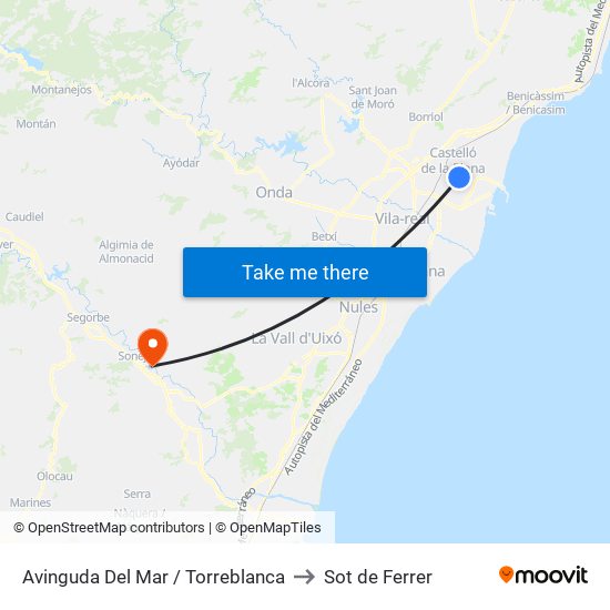 Avinguda Del Mar / Torreblanca to Sot de Ferrer map