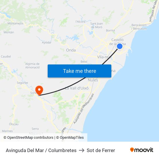 Avinguda Del Mar / Columbretes to Sot de Ferrer map