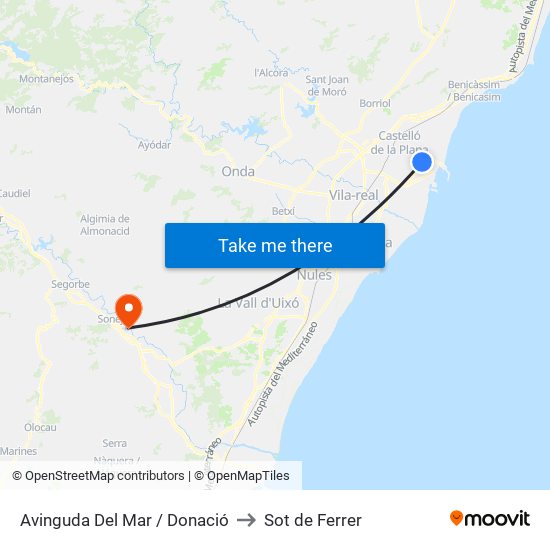 Avinguda Del Mar / Donació to Sot de Ferrer map