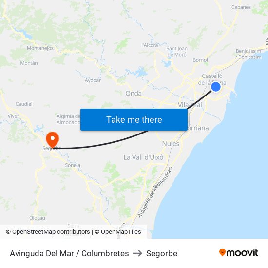Avinguda Del Mar / Columbretes to Segorbe map