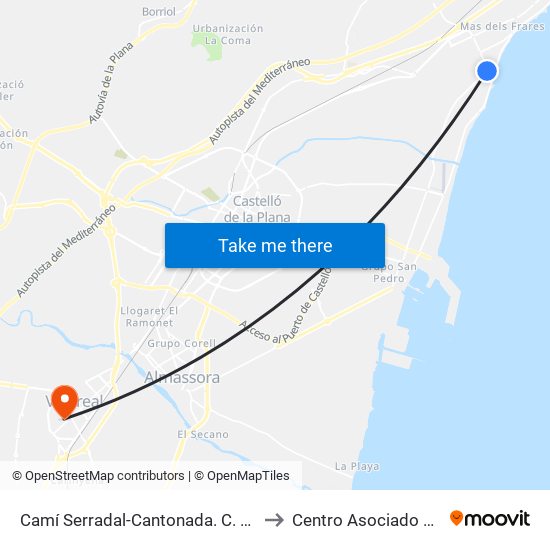 Camí Serradal-Cantonada. C. Mijares [Benicàssim] to Centro Asociado Uned Vila-Real map