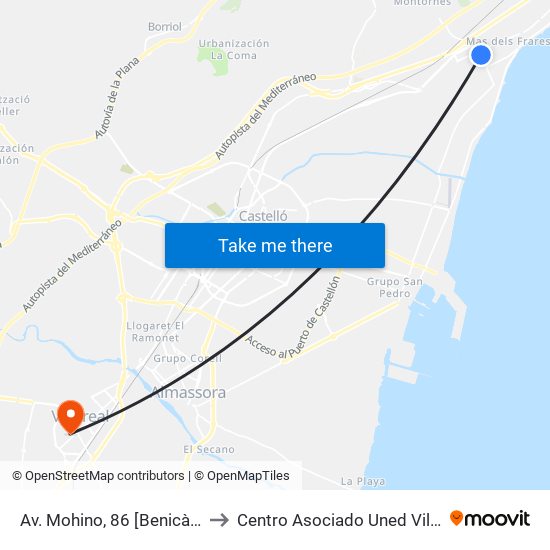 Av. Mohino, 86 [Benicàssim] to Centro Asociado Uned Vila-Real map