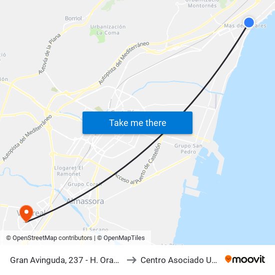 Gran Avinguda, 237 - H. Orange [Benicàssim] to Centro Asociado Uned Vila-Real map