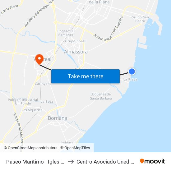 Paseo Marítimo - Iglesia Xopar to Centro Asociado Uned Vila-Real map