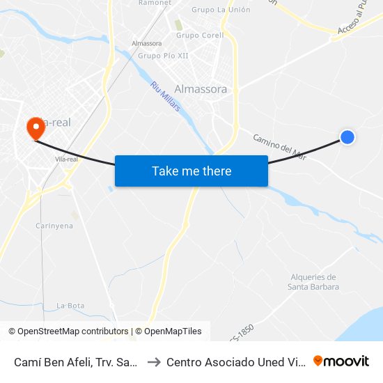 Camí Ben Afeli, Trv. San José to Centro Asociado Uned Vila-Real map
