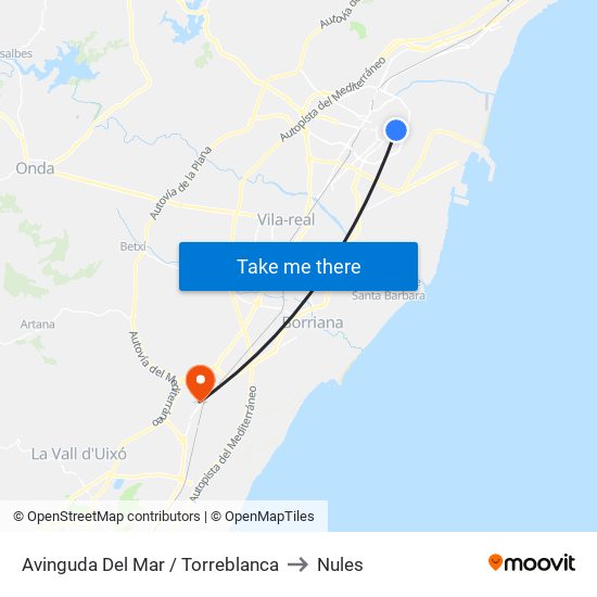 Avinguda Del Mar / Torreblanca to Nules map