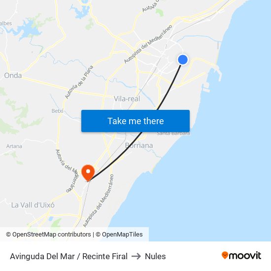 Avinguda Del Mar / Recinte Firal to Nules map
