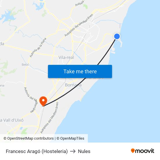 Francesc Aragó (Hosteleria) to Nules map