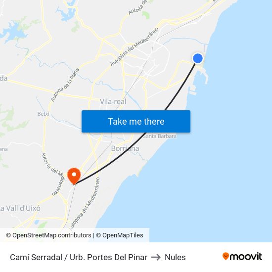 Camí Serradal / Urb. Portes Del Pinar to Nules map