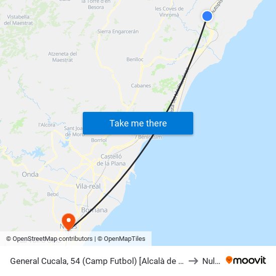 General Cucala, 54 (Camp Futbol) [Alcalà de Xivert] to Nules map