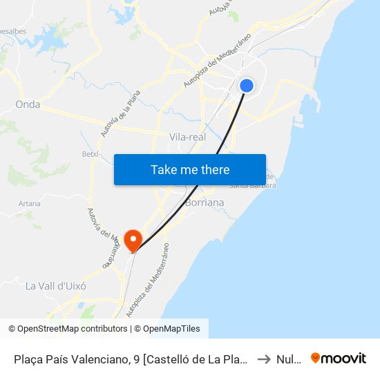Plaça País Valenciano, 9 [Castelló de La Plana] to Nules map