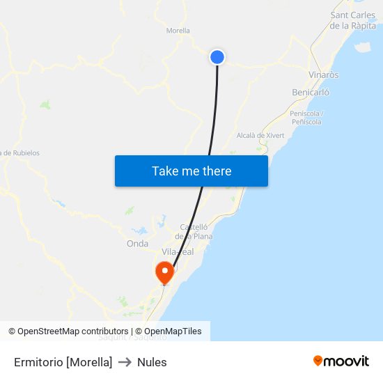 Ermitorio [Morella] to Nules map