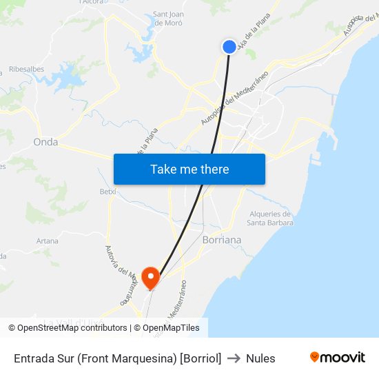 Entrada Sur (Front Marquesina) [Borriol] to Nules map