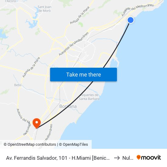 Av. Ferrandis Salvador, 101 - H.Miami [Benicàssim] to Nules map