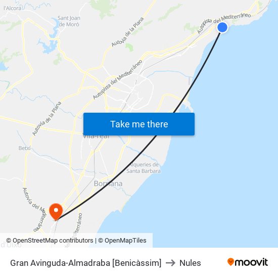 Gran Avinguda-Almadraba [Benicàssim] to Nules map